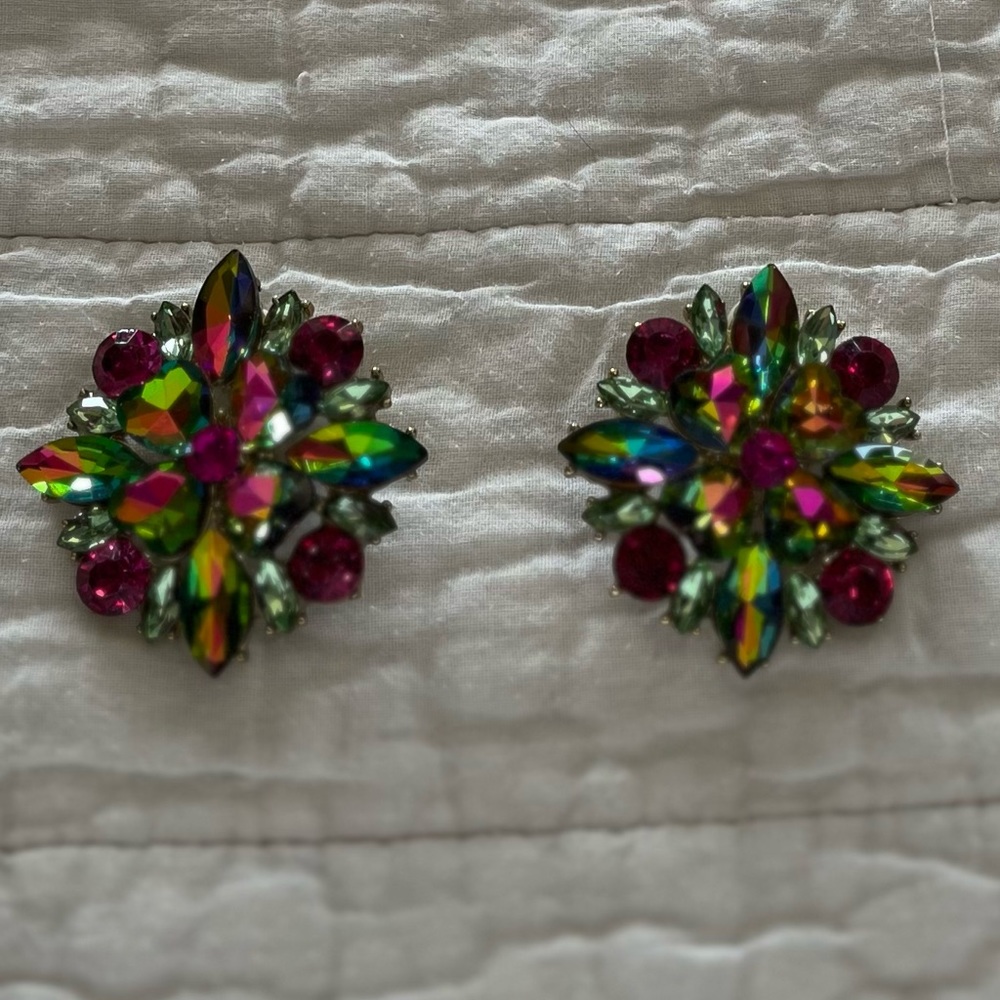 Sparkly, Faceted Clip-on Earrings